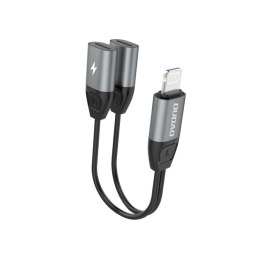 Adapter słuchawkowy przejściówka ze złącza Lightning na 2x Lightning do muzyki i ładowania szary (L17i gray)
