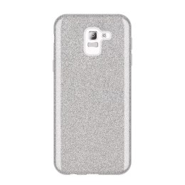 Błyszczące etui pokrowiec z brokatem do Samsung Galaxy J6 2018 srebrny